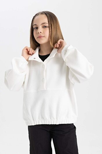 DeFacto Φούτερ με κουμπιά για κορίτσια Oversize Polo C0269A824SP