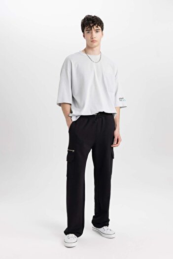 DeFacto Regular Fit Sweatpants Cargo Pockets Lace-Up Waist Straight Leg B2535Ax24Sp