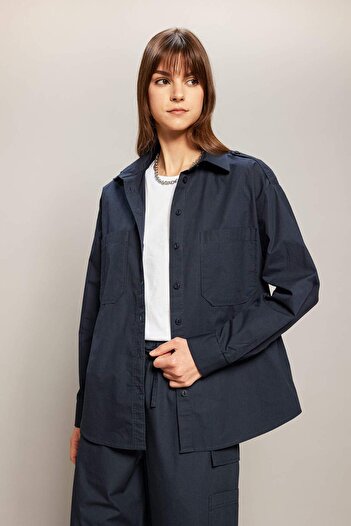 DeFacto Relax Fit Poplin Uzun Kollu Tesettür Gömlek Tunik C2145AX24SP