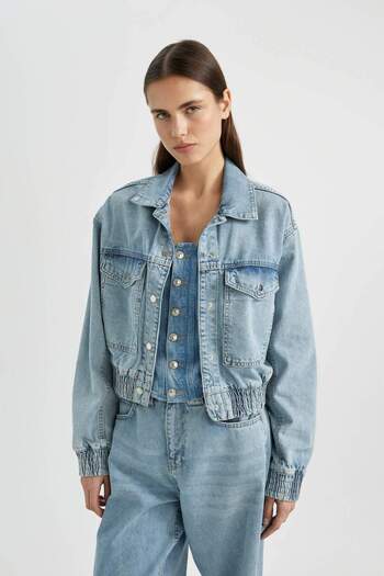 DeFacto Kapsa na knoflíky Jean Bomber Jacket B8258ax24sp