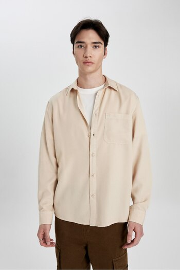 DeFacto Regular Fit Basic Düz Uzun Kollu Gömlek B2907AX24SP