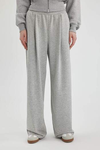 DeFacto Cool Wide Leg Široké tepláky s volnými nohavicemi Elastický pas s kapsami Basic Plain C3206AX24SP