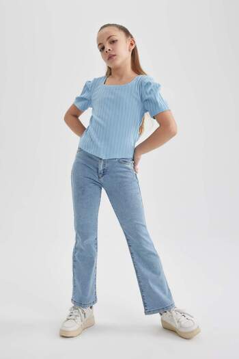 DeFacto Girls Ribbed Camisole Short Sleeve T-Shirt C1294A824Sm