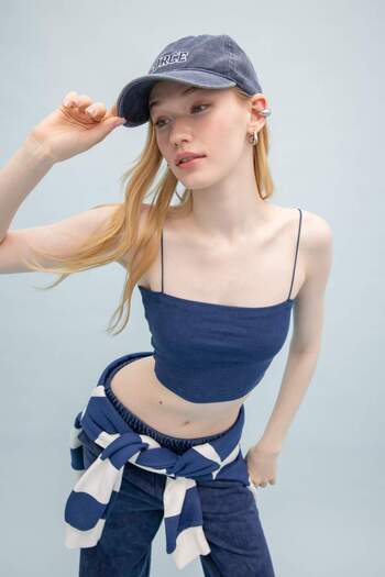 DeFacto Ribbed Camisole Washed Basic Plain Undershirt - Pale Effect B9297Ax24Sm