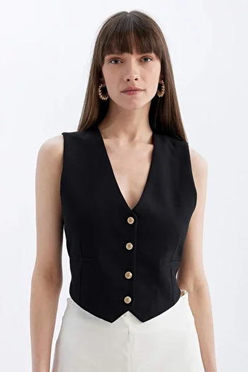 DeFacto Regular Fit V-Neck Blazer Vest C1565Ax24Sp