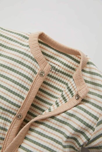 DeFacto Baby Boy Newborn Striped Ribbed Camisole Long Sleeve Jumpsuit B7672A524Sp