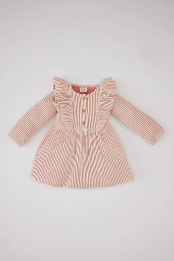 DeFacto Baby Girl Striped Long Sleeve Dress B9491A524SP