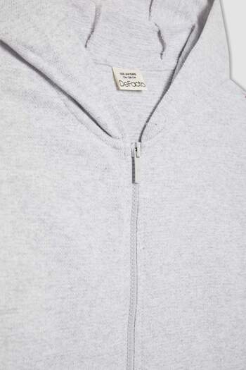 DeFacto Boy's Hooded Pique Zippered Basic Plain Sweatshirt B6503A824Sp