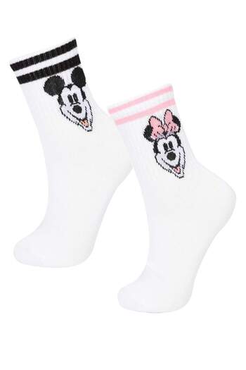DeFacto Disney Mickey & Minnie 2-teilige Baumwollsocken für Damen B8765AXNS
