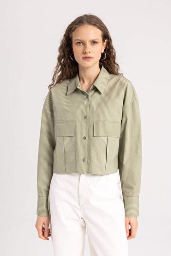 DeFacto Regular Fit Striped Poplin Long Sleeve Shirt C3164Ax24Sp