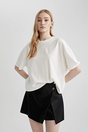 DeFacto Coool Loose Fit Basic Solid Short Sleeve T-Shirt Z9455Az24Sm