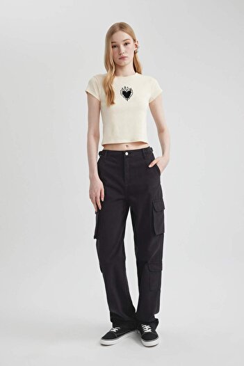 DeFacto Coool Straight Fit Gabardine Trousers with Cargo Pockets B7611Ax24Sp