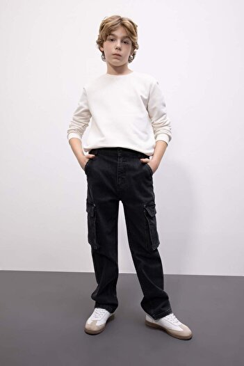 DeFacto Boys Cargo Fit Straight Leg Jean Trousers B5526A8