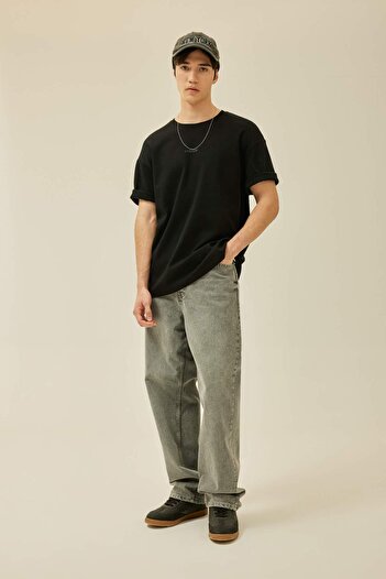 DeFacto Comfort Regular Fit Comfortable Fit Crew Neck Printed Short Sleeve Heavy Fabric T-Shirt B4221Ax24Sp