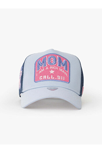 RustandRich Kadın Erkek Mavi Şapka Motto Collection - Mom - Trucker Hat