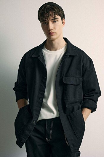 DeFacto Relax Fit Cotton Pocket Long Sleeve Shirt Jacket C0581Ax24Sp