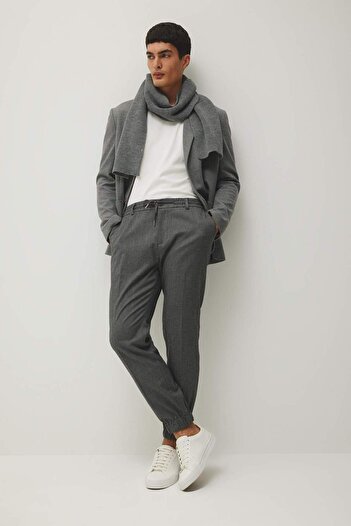 DeFacto Jogger Pants Wool Look Waist Lace-Up Elastic Leg Pocket A8032Ax23Au