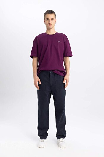 DeFacto Oversize Wide Fit Crew Neck Printed Short Sleeve T-Shirt B4755Ax24Sp
