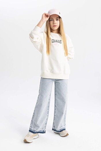 DeFacto Kız Çocuk Wide Leg Geniş Paça Jean Pantolon B9818A824SP