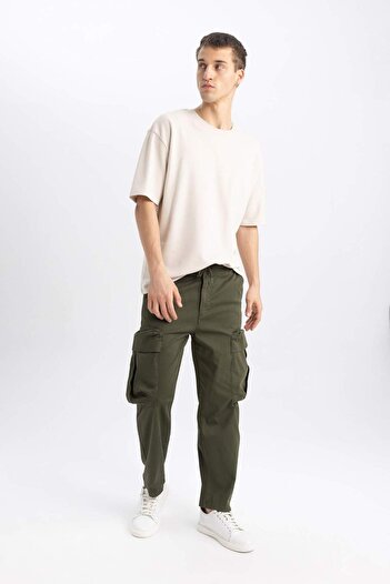 DeFacto Gabardin Pantolon Rustik Loose Fit Kargo Cepli B8606AX23WN