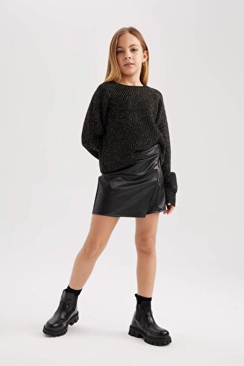 DeFacto Girl's Crew Neck Knitwear Sweater B4069A823Wn