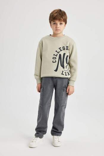 DeFacto Boy's Cargo Fit Straight Leg Jean Trousers B7042A823Wn