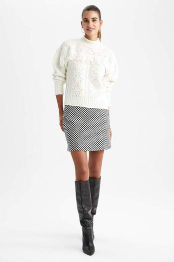 DeFacto A-Line Checked Regular Waist Mini Skirt Y1167Az23Sp