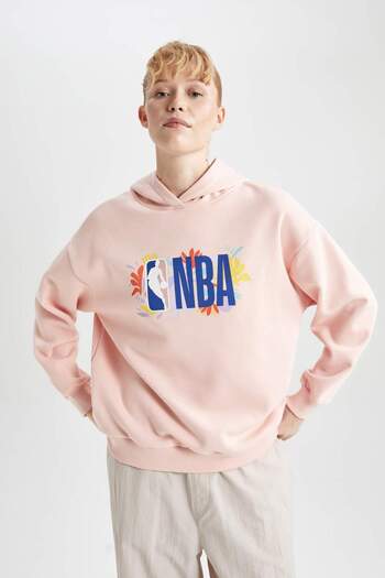 DeFacto DeFactoFit NBA Wordmark Oversize Fit Χοντρό φούτερ με κουκούλα B3423AX23AU