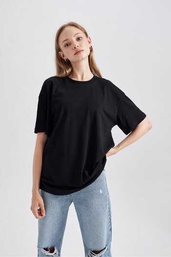 DeFacto Oversize Wide Fit Tričko s krátkým rukávem Crew Neck B0648AXNS