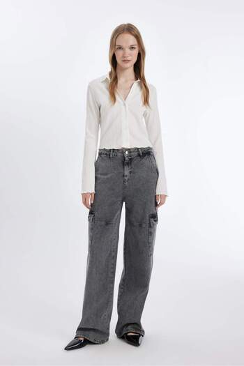 DeFacto Coool Fitted Long Sleeve Crop Shirt A0012Ax23Au