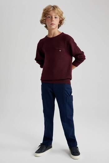 DeFacto Boy's Crew Neck Knitwear Sweater B1322A823Wn