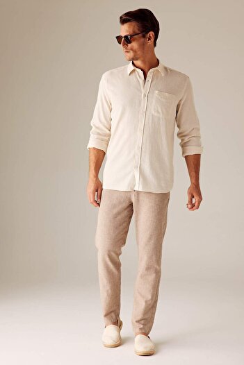 DeFacto Relax Fit Straight Leg Linen Blend Trousers Z9934Az23Sm