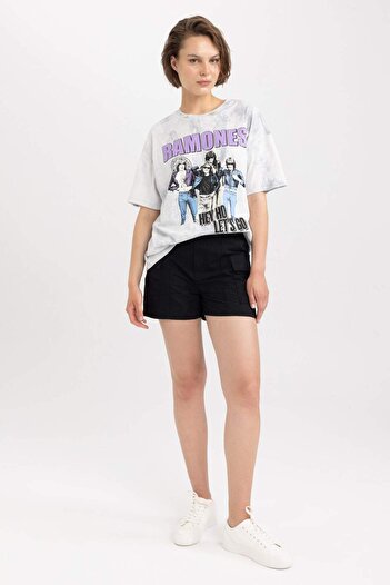 DeFacto Nirvana Crew Neck Oversize Βαμβακερό μπλουζάκι - A8584ax23sm
