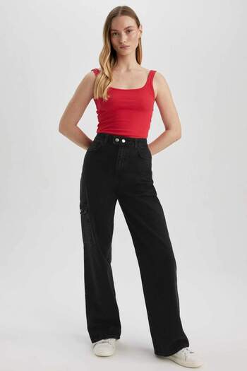 DeFacto Slim Fit karcsúsított négyzet alakú gallérú bordás camisole alsóing X9420AZ23SM