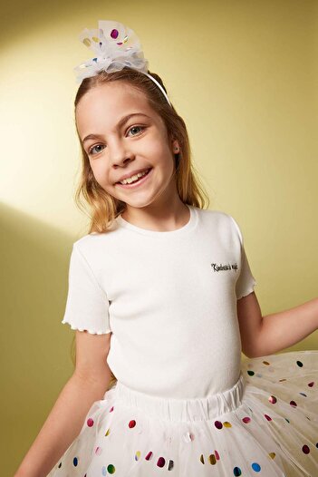 DeFacto Girls Slim Fit Rib Short Sleeve T-Shirt A3916A823Sm