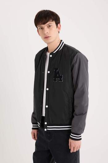 DeFacto Αδιάβροχο Bomber Coats Jacket College γιακά με διπλή τσέπη εποχιακή άνοιξη Z1715AZ23SP