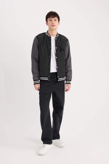 DeFacto Αδιάβροχο Bomber Coats Jacket College γιακά με διπλή τσέπη εποχιακή άνοιξη Z1715AZ23SP