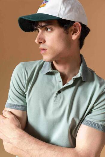 DeFacto Slim Fit Tight Fit Short Sleeve Basic Plain Polo T-Shirt T5259Az22Sp