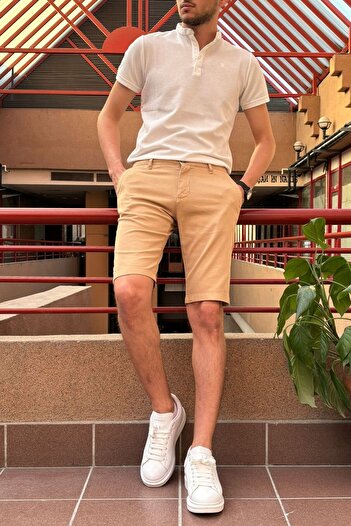 inpool Men's Slim Fit Embroidered Cotton Shorts - 24INP278
