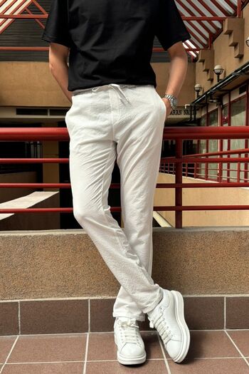 inpool Men's, elastic waist, standard-fit, double-leg, lace-up pants 24INP286