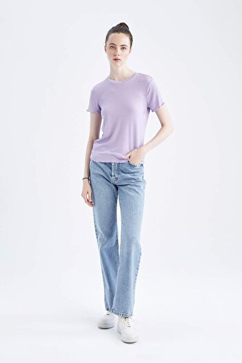 DeFacto Slim Fit Slim Fit Crew Neck Basic Solid Short Sleeve T-Shirt K7064Az22Sm