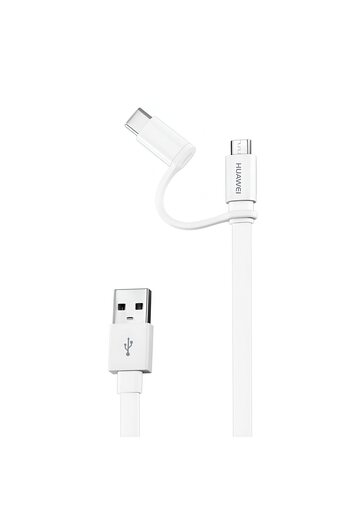 Huawei Micro Usb And Usb-c Cable, 1.5m, Fast Charging, Anti-tangle, White