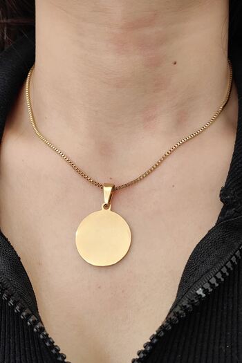 Chavin Round Gold Locket Steel Women Necklace Eb36Sr