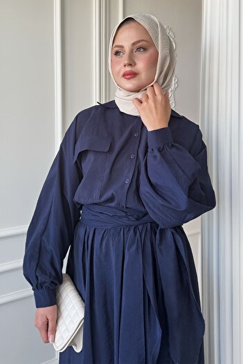 InStyle Σετ με διπλή τσέπη με μπαλόνι μανίκι Navy Blue