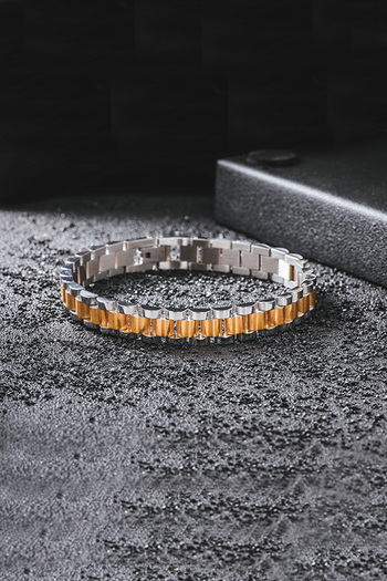 Chavin Gold Gray 316 L 10 Mm. Steel Glossy and Matte Men's Bracelet Ed02Bysr