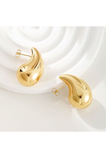 Chavin Steel Drop Design Gold Women's Earrings Eu05Sr