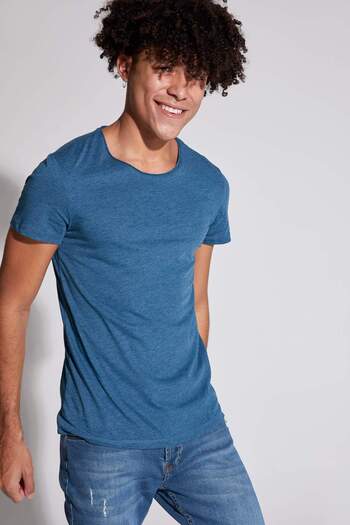 DeFacto Slim Fit Crew Neck Basic κοντομάνικο βαμβακερό χτενισμένο μπλουζάκι M4790AZ21SM