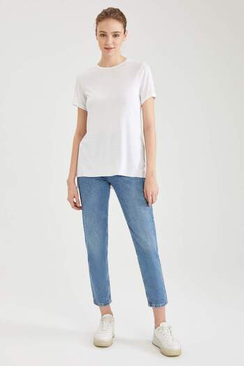 DeFacto Loose Fit Basic Short Sleeve Viscose Tunic L0068Az21Sp