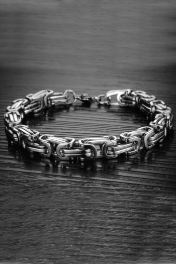 Chavin Thick King Model 8 Mm. 21 Cm. Gray Steel Men's Bracelet Df14Slv