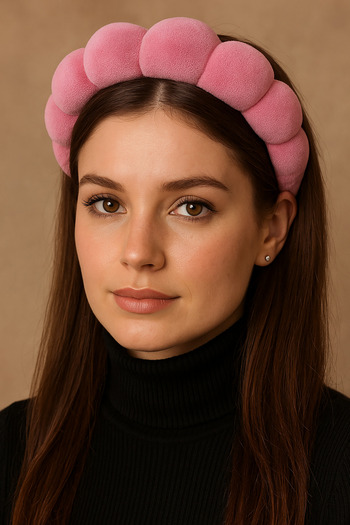 TAKIŞTIR Dark Pink Color Spa Hair Band Towel Crown